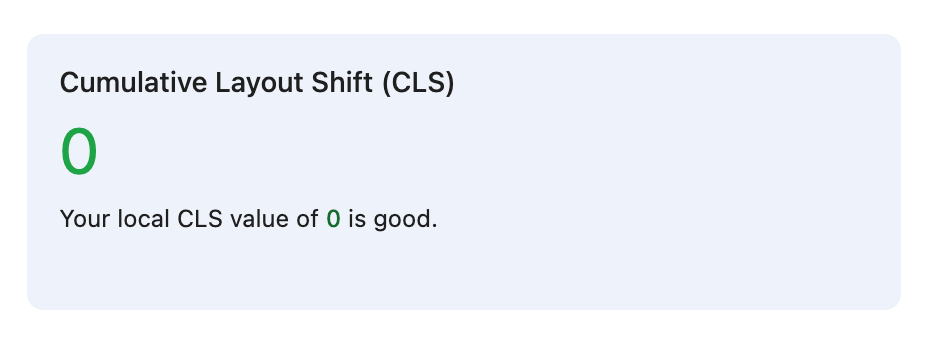 Screenshot showing CLS of 0